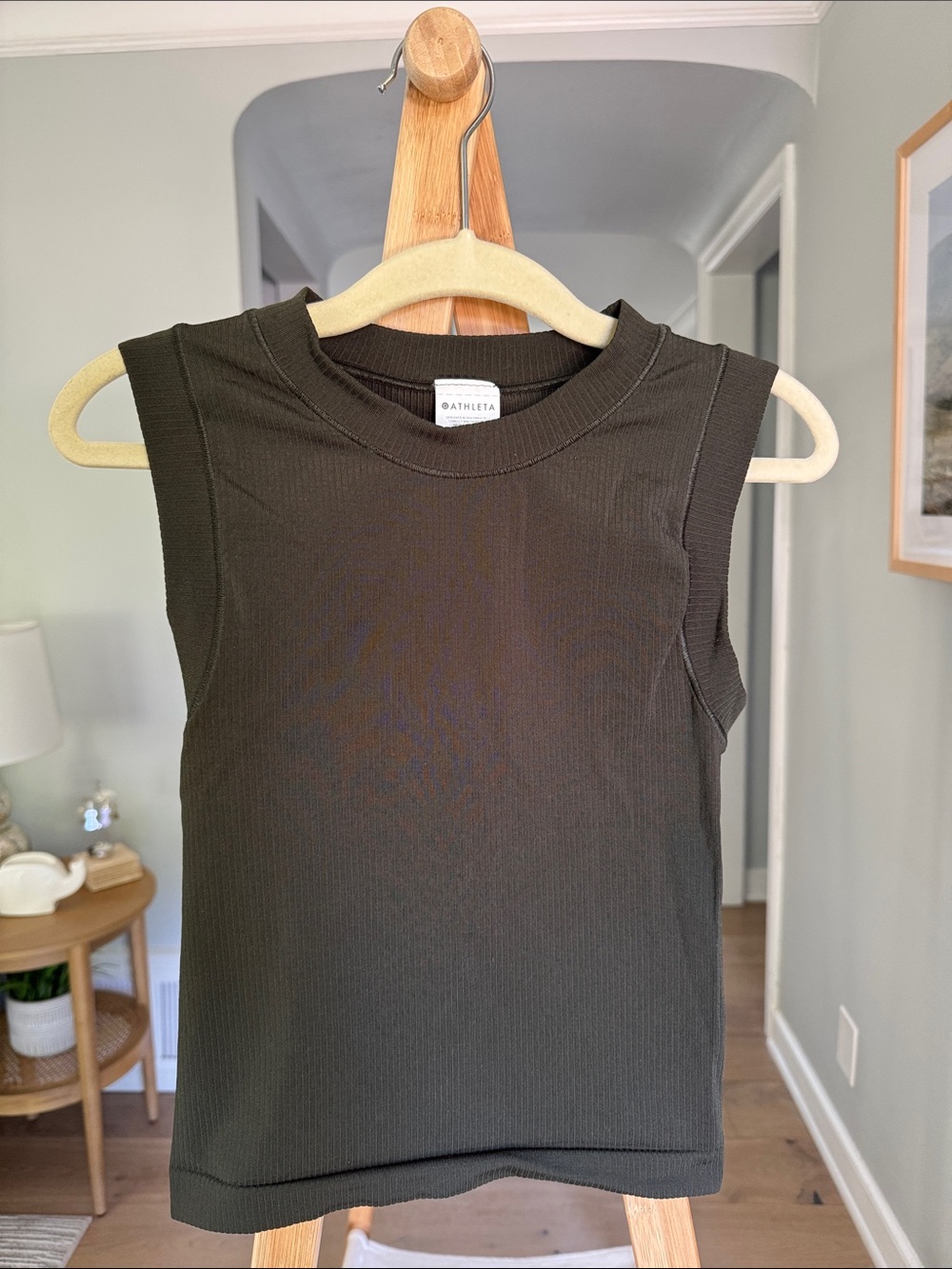 Athleta Olive Green Ribbed Sleeveless Tank